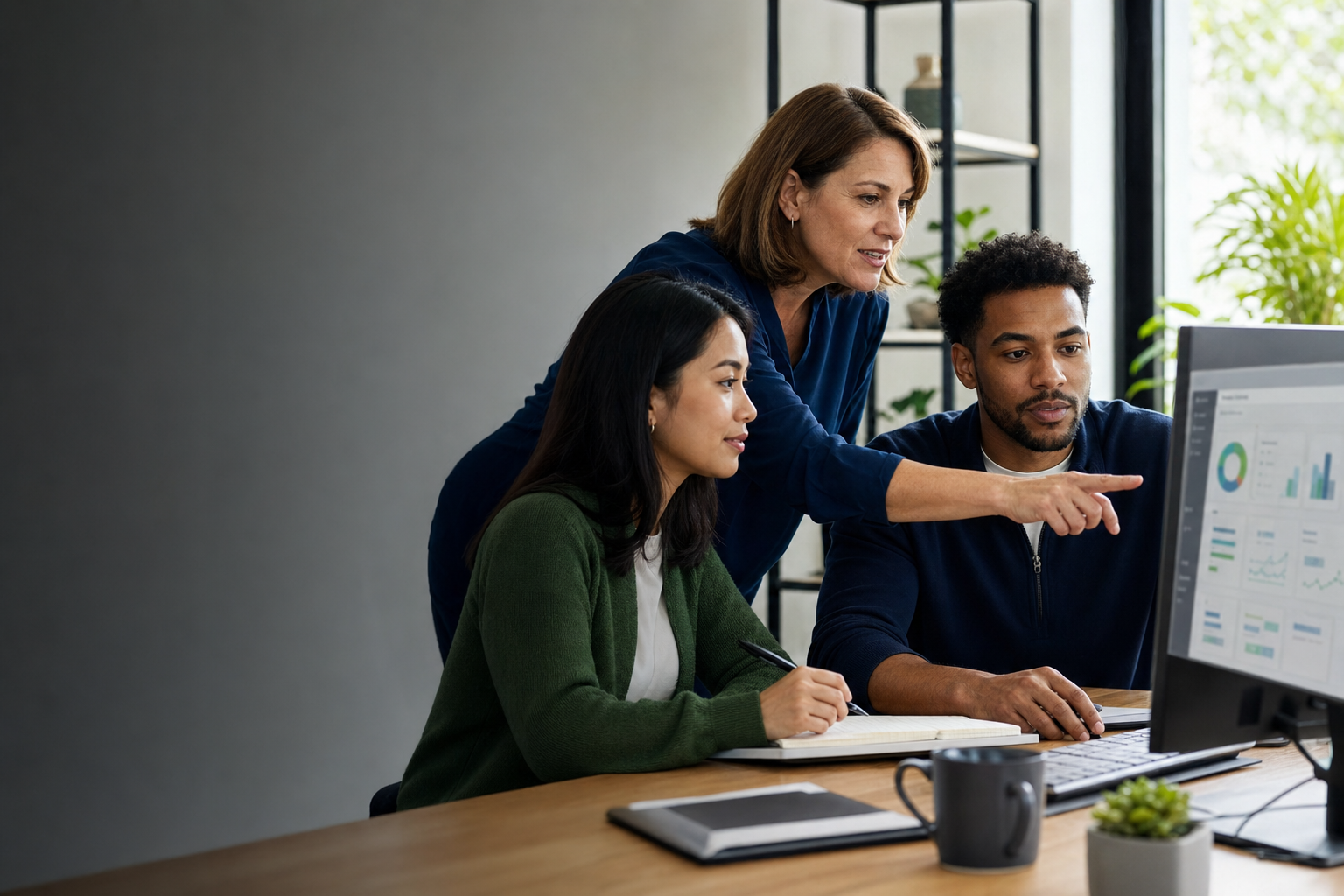 Accounting trainer guiding a small-business team through practical bookkeeping workflows